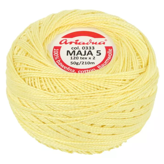 Kordonek Maja 5 50g 210m kolor 0333 żółty