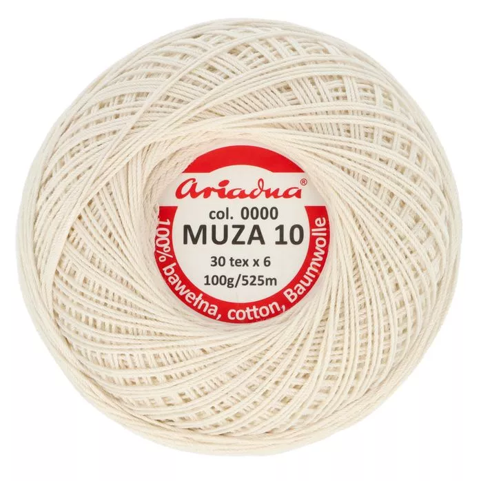 Kordonek Muza 10 100g 525m kolor 0000 naturalny