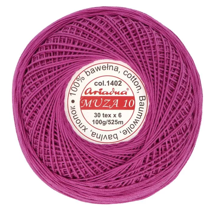 Kordonek Muza 10 100g 525m kolor 1402 różowy ciemny