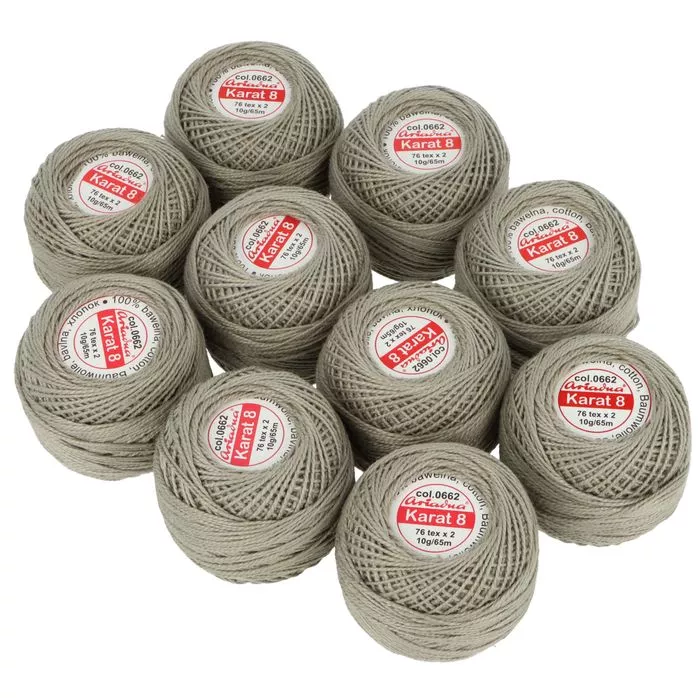 Kordonek Karat 8 10g 65m kolor 662 (1811) szary średni op.10szt.