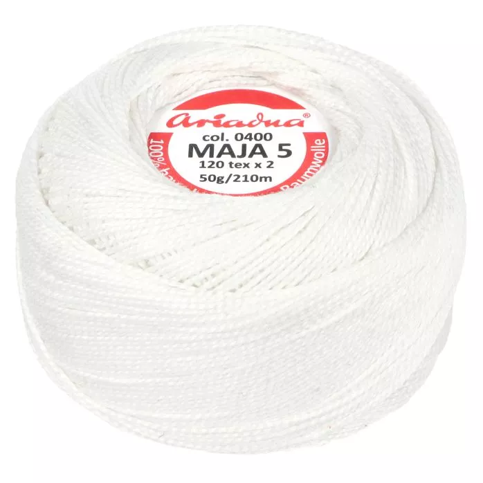 Kordonek Maja 5 50g 210m kolor 0400 biały