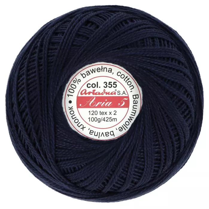 Kordonek Aria 5 100g 425m kolor 355 granatowy