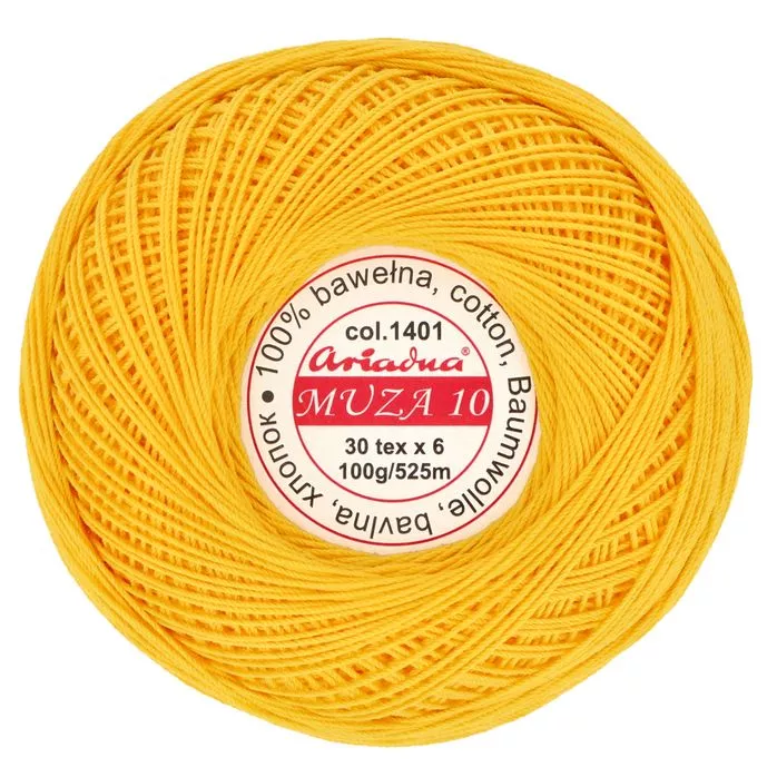 Kordonek Muza 10 100g 525m kolor 1401 żółty