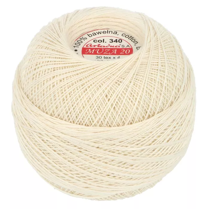 Kordonek Muza 20 100g 830m kolor 340 ecru