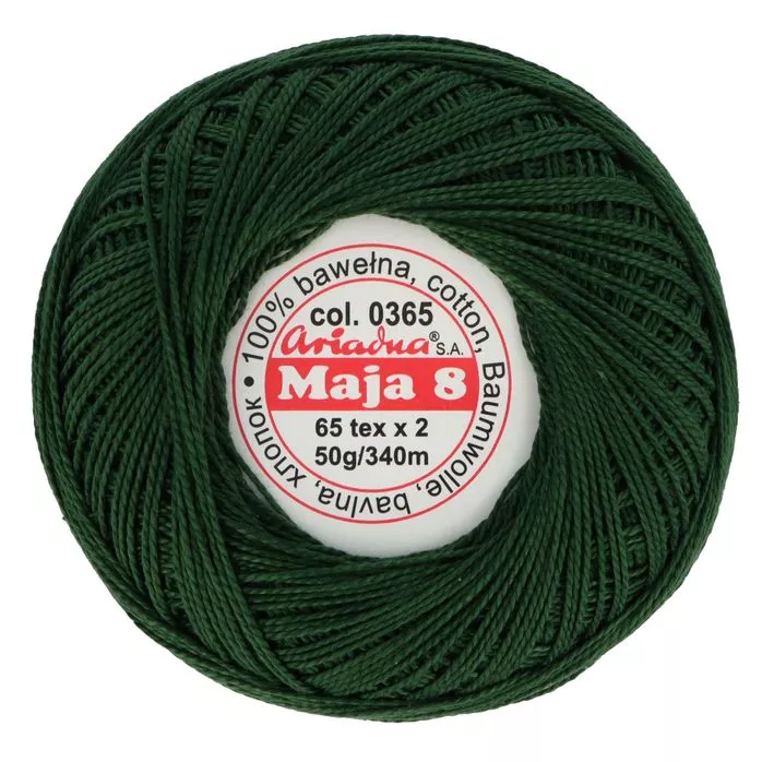 Kordonek Maja 8 50g 340m kolor 0365 zielony