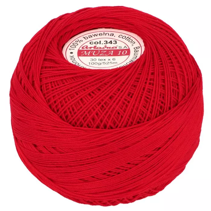 Kordonek Muza 10 100g 525m kolor 343 czerwony