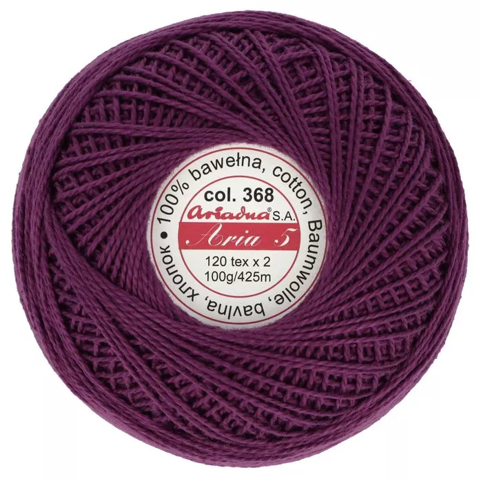 Kordonek Aria 5 100g 425m kolor 368 fioletowy