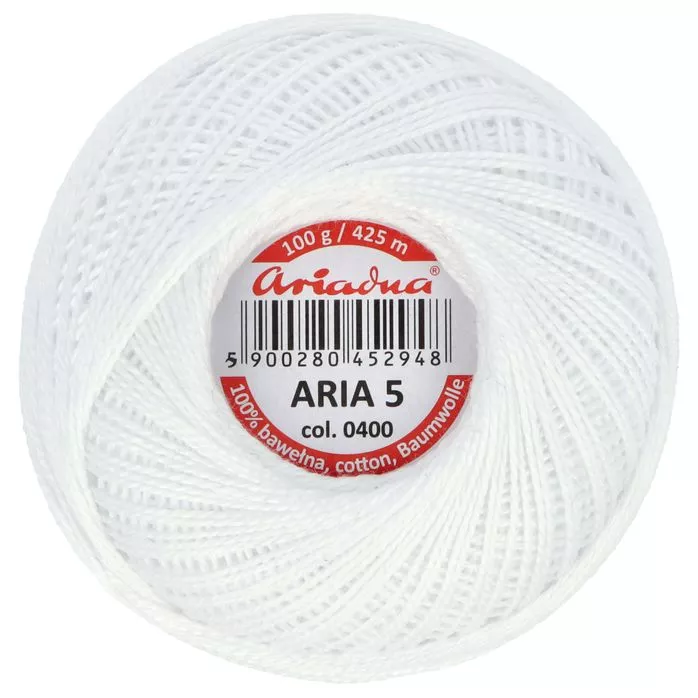 Kordonek Aria 5 100g 425m kolor biały
