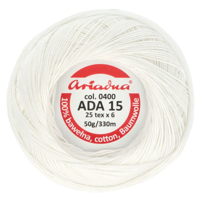 Kordonek ADA 15 50g 330m kolor 0400 biały