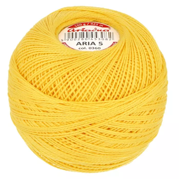 Kordonek Aria 5 100g 425m kolor 0360 żółty