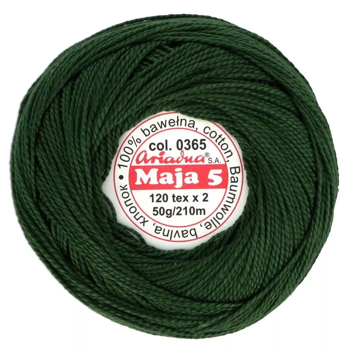 Kordonek Maja 5 50g 210m kolor 0365 zielony ciemny