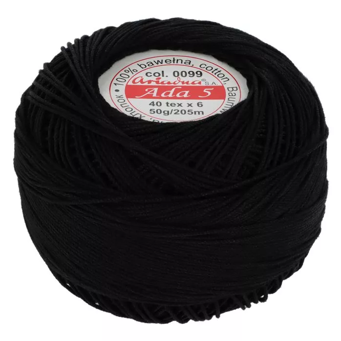 Kordonek ADA 5 50g 205m kolor 0099 czarny