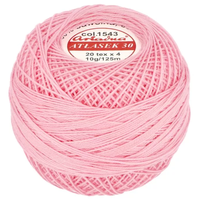 Kordonek Atłasek 30 10g 125m kolor 1543 różowy jasny