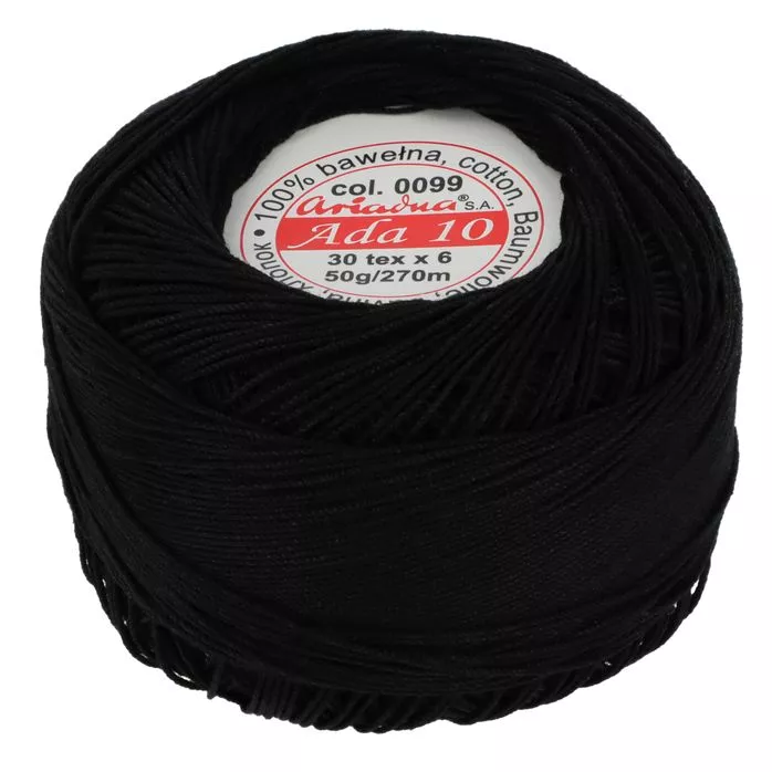Kordonek ADA 10 50g 270m kolor 0099 czarny