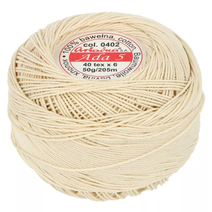 Kordonek ADA 5 50g 205m kolor 0402 naturalny