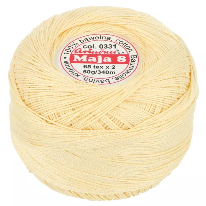 Kordonek Maja 8 50g 340m kolor 0331 kremowy