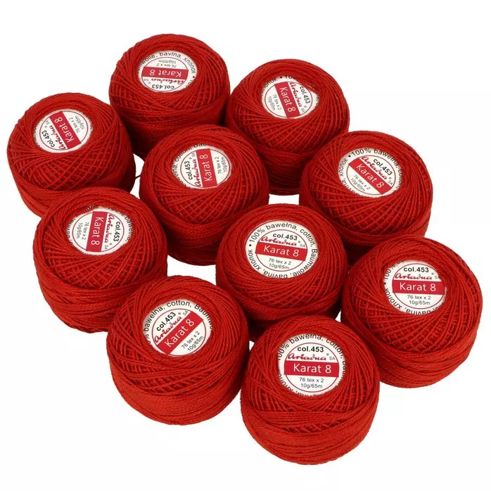 Kordonek Karat 8 10g 65m kolor 453 (1530) czerwony op.10szt.
