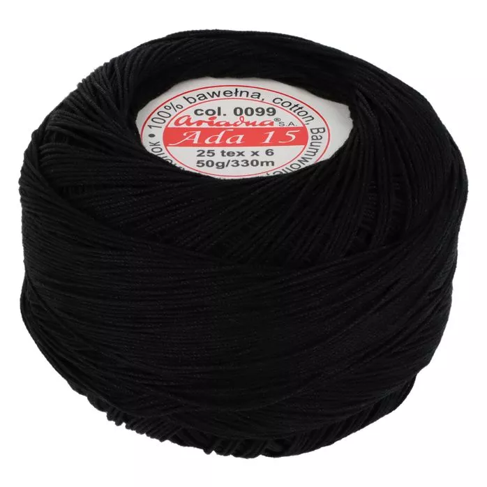 Kordonek ADA 15 50g 330m kolor 0099 czarny