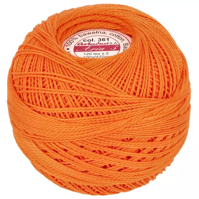 Kordonek Aria 5 100g 425m kolor 361 pomarańczowy