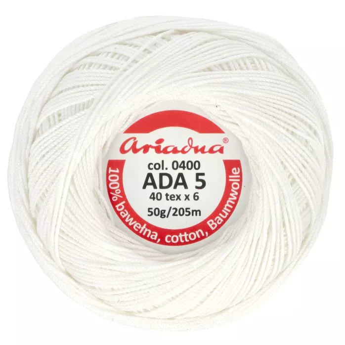 Kordonek ADA 5 50g 205m kolor biały