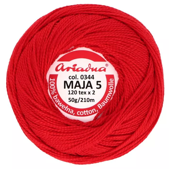 Kordonek Maja 5 50g 210m kolor 0344 czerwony