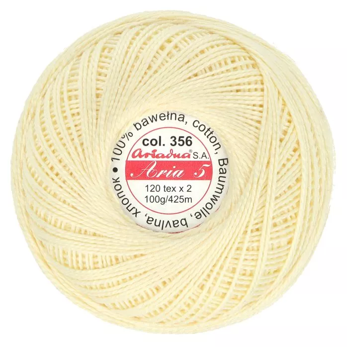 Kordonek Aria 5 100g 425m kolor 356 ecru