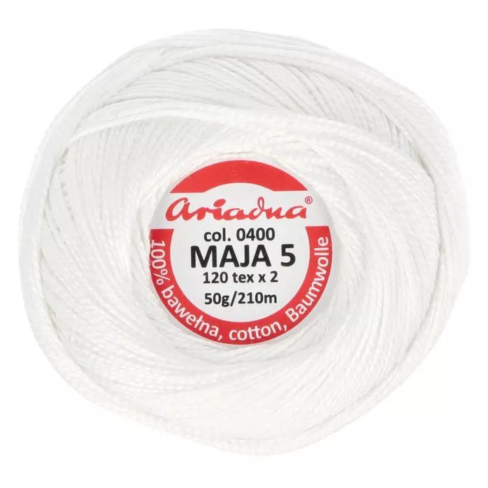 Kordonek Maja 5 50g 210m kolor 0400 biały