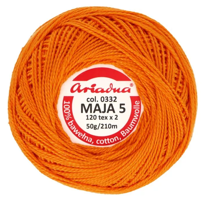 Kordonek Maja 5 50g 210m kolor 0332 pomarańczowy