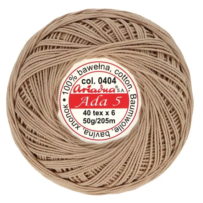 Kordonek ADA 5 50g 205m kolor 0404 beżowy jasny