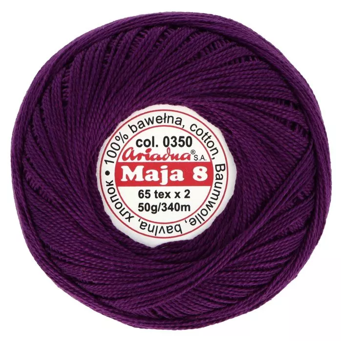 Kordonek Maja 8 50g 340m kolor 0350 fioletowy