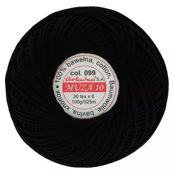 Kordonek Muza 10 100g 525m kolor 0099 czarny