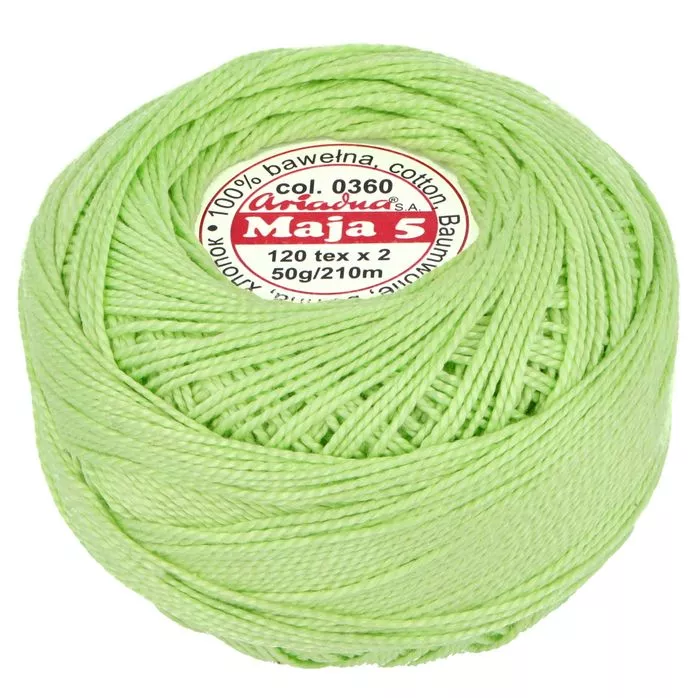 Kordonek Maja 5 50g 210m kolor 0360 zielony seledyn