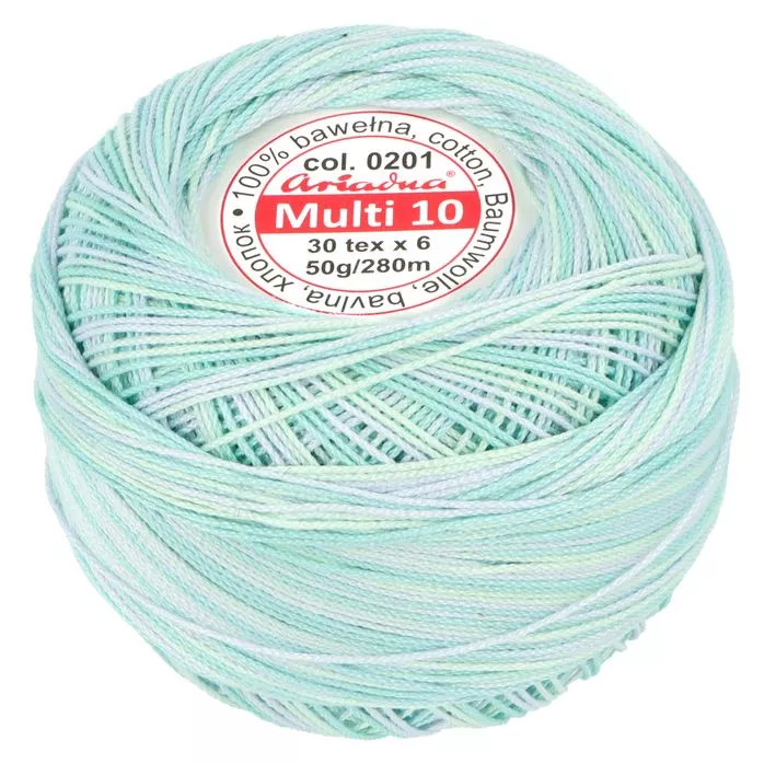 Kordonek Multi 10 50g 280m kolor 201 niebieski-zielony-fioletowy jasny