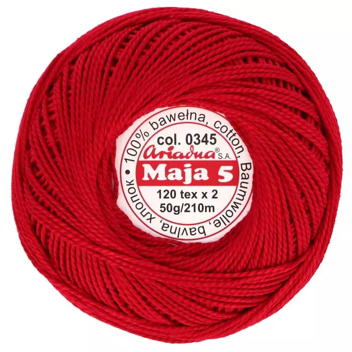 Kordonek Maja 5 50g 210m kolor 0345 czerwony