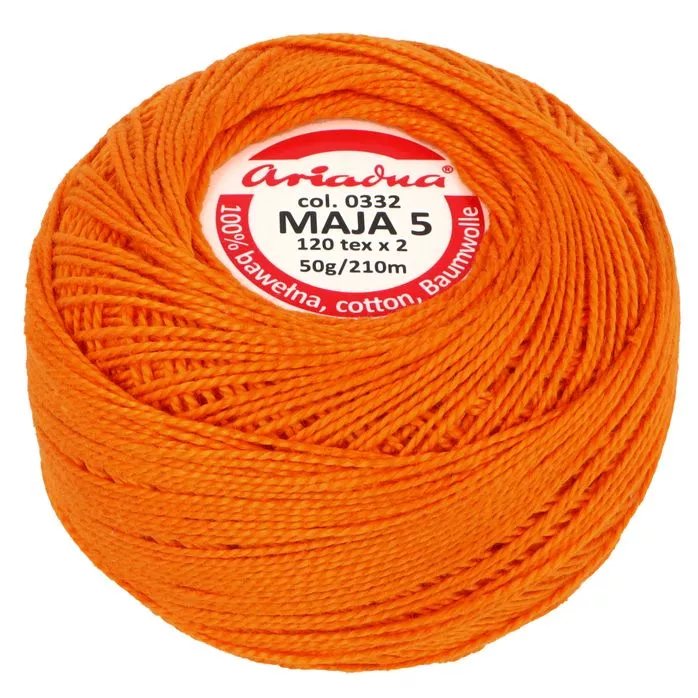 Kordonek Maja 5 50g 210m kolor 0332 pomarańczowy
