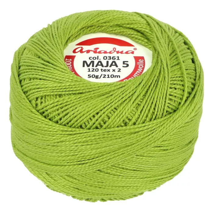 Kordonek Maja 5 50g 210m kolor 0361 zielony jasny