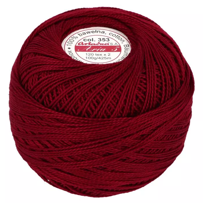 Kordonek Aria 5 100g 425m kolor 353 bordowy