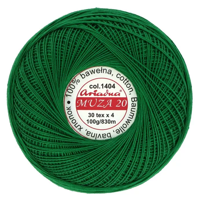Kordonek Muza 20 100g 830m kolor 1404 zielony ciemny