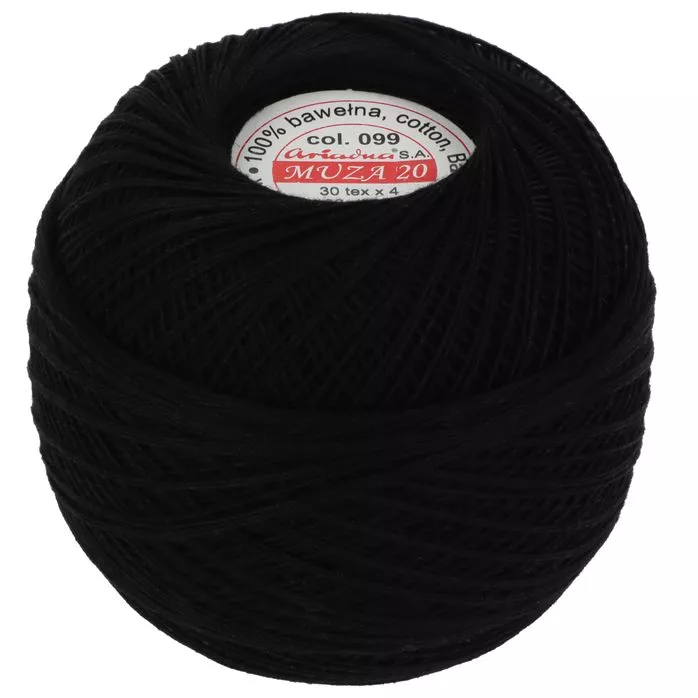 Kordonek Muza 20 100g 830m kolor czarny