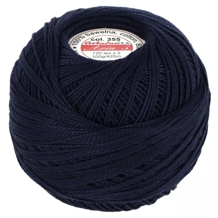 Kordonek Aria 5 100g 425m kolor 355 granatowy