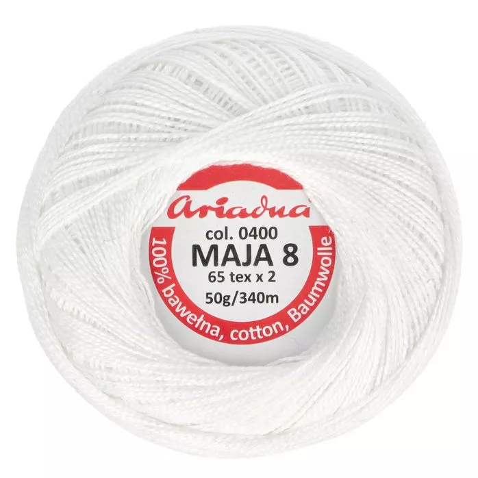 Kordonek Maja 8 50g 340m kolor biały