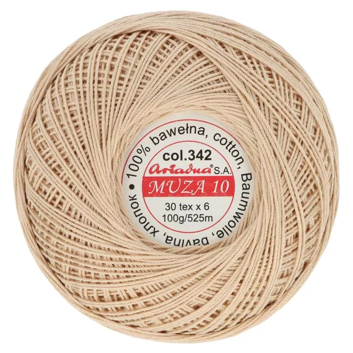 Kordonek Muza 10 100g 525m kolor 0342 beżowy ciemny