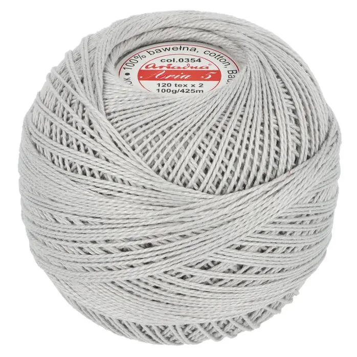 Kordonek Aria 5 100g 425m kolor 354 szary