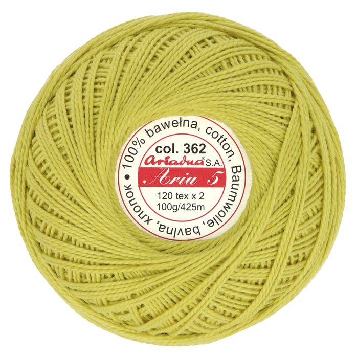 Kordonek Aria 5 100g 425m kolor 362 zielony​