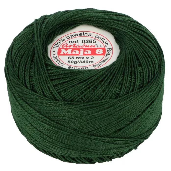 Kordonek Maja 8 50g 340m kolor 0365 zielony