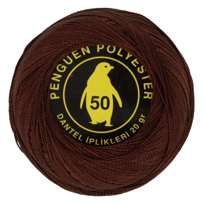 Kordonek Penguen 50 20g 100% poliester kolor brązowy ciemny