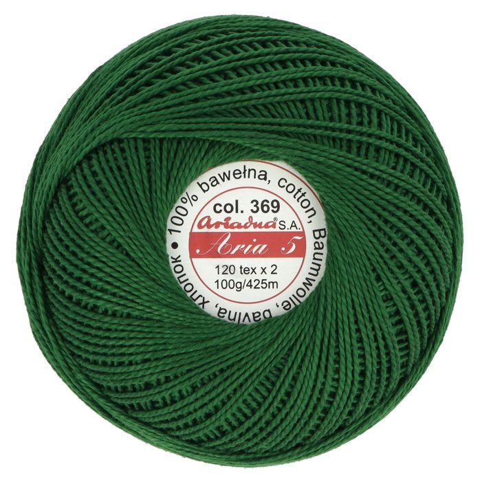 Kordonek Aria 5 100g 425m kolor 0369 zielony