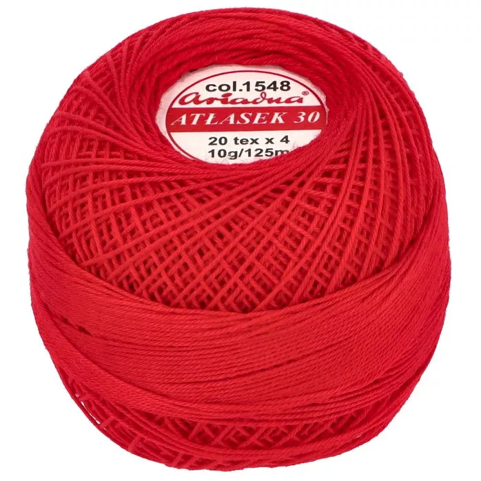 Kordonek Atłasek 30 10g 125m kolor 1548 czerwony