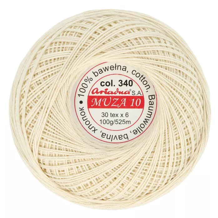 Kordonek Muza 10 100g 525m kolor 340 ecru