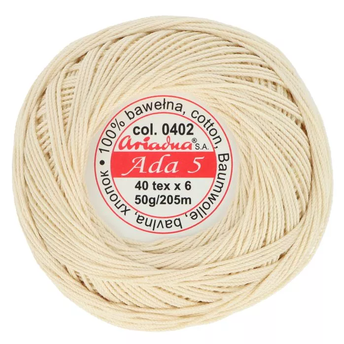 Kordonek ADA 5 50g 205m kolor 0402 naturalny
